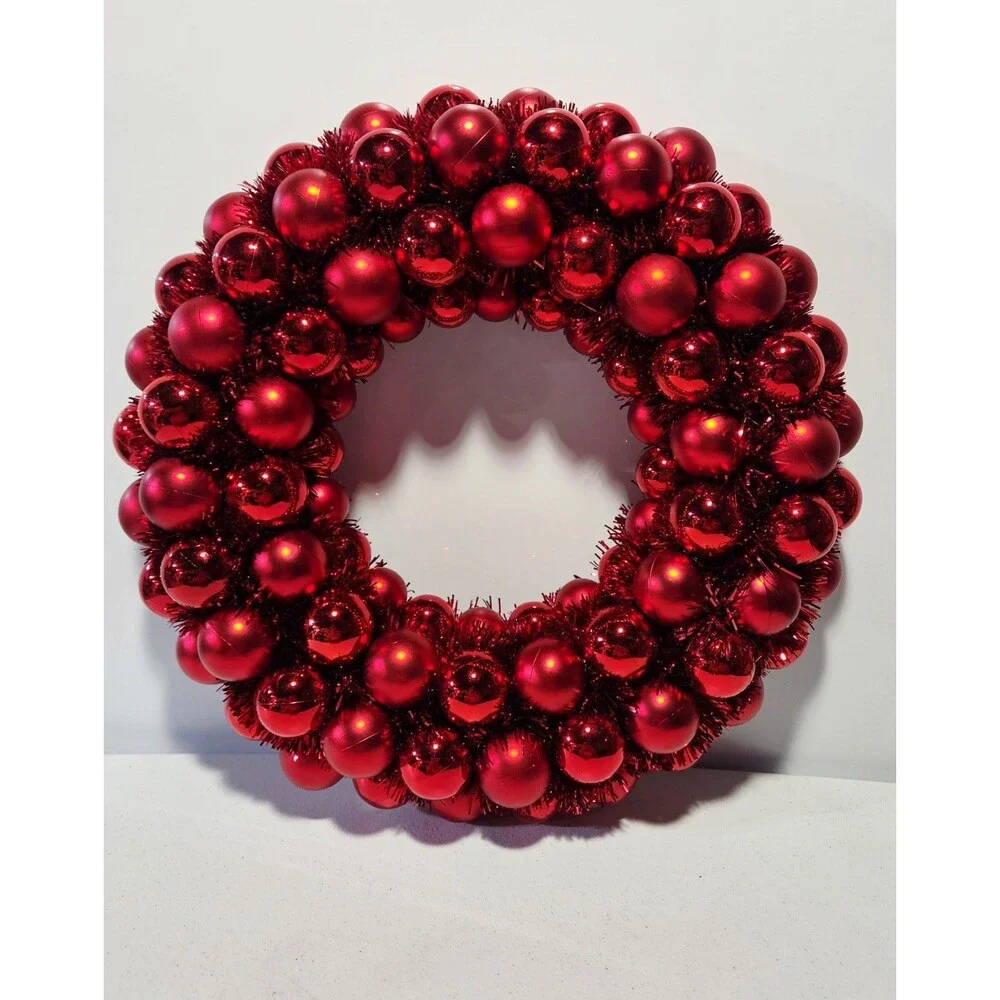 Red Jingle Bell Christmas Holiday Wreath 15